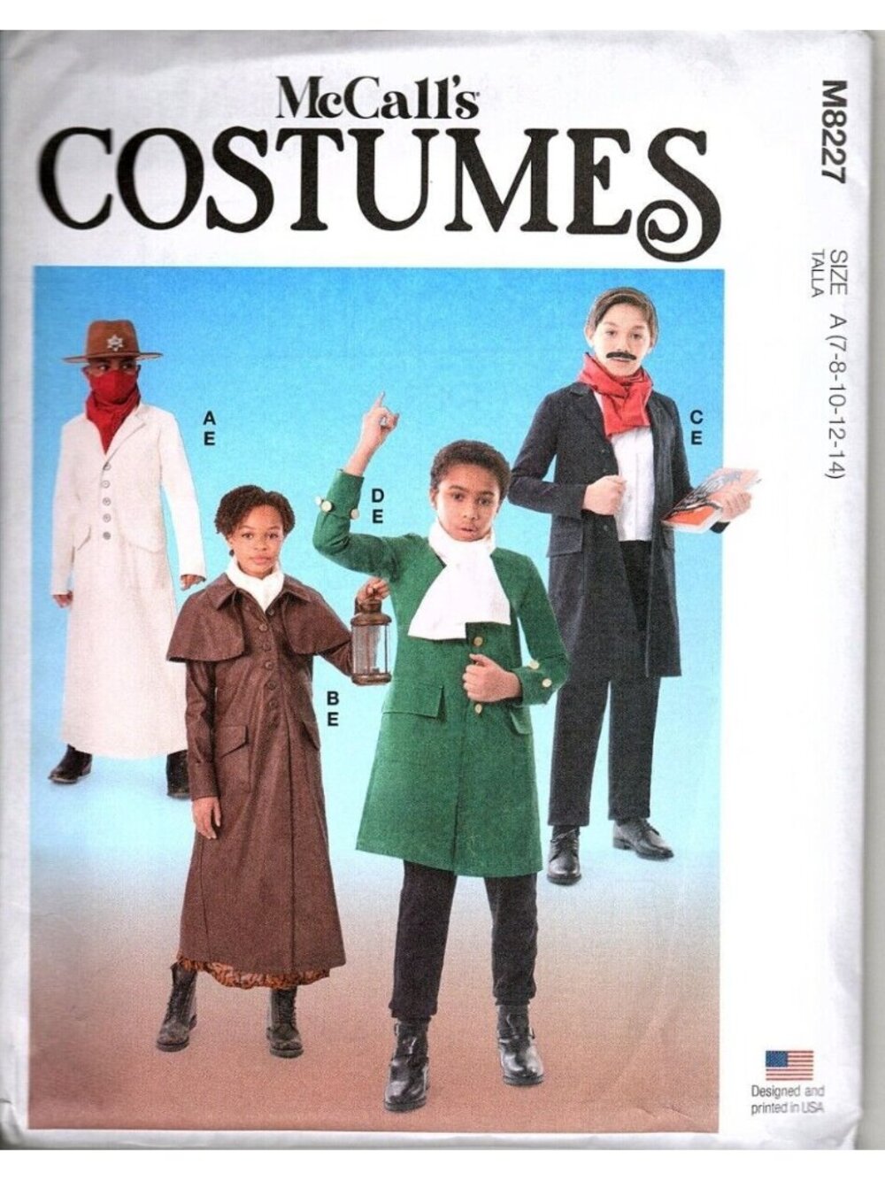 McCalls M8227 Childrens 7 to 14 Historical Western Costume Uncut Sewing Pattern